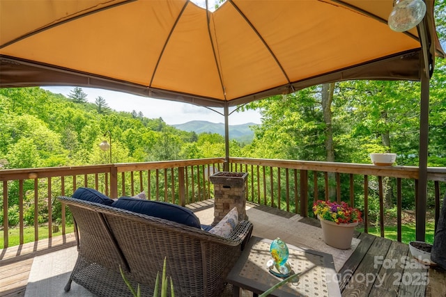 354 Ivy Ridge Cir, Sylva, NC 29779 - wooden terrace with a mountain view and a gazebo
