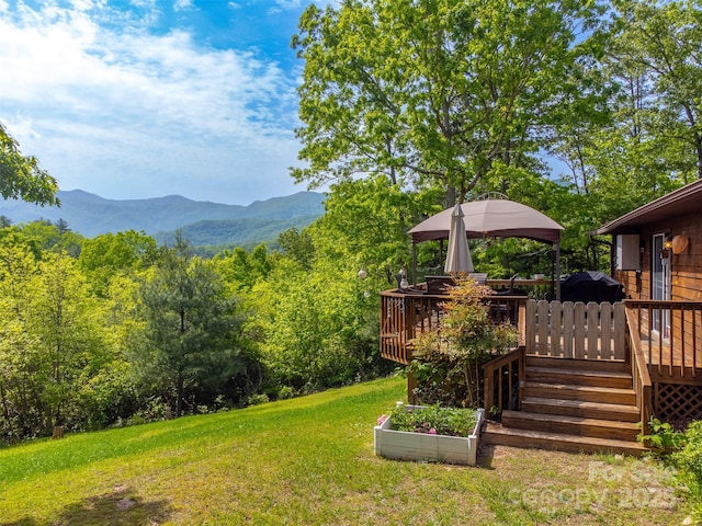 354 Ivy Ridge Cir, Sylva, NC 29779 - view of grassy yard with a deck with mountain view