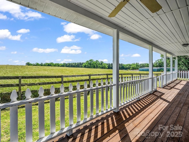 4830 Chesnee Rd, Rutherfordton, NC 28139 - wooden terrace featuring a lawn and a ceiling fan