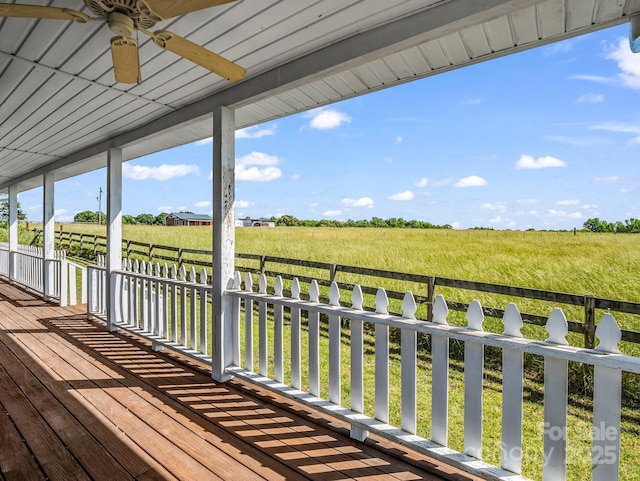 4830 Chesnee Rd, Rutherfordton, NC 28139 - wooden terrace with ceiling fan and a rural view