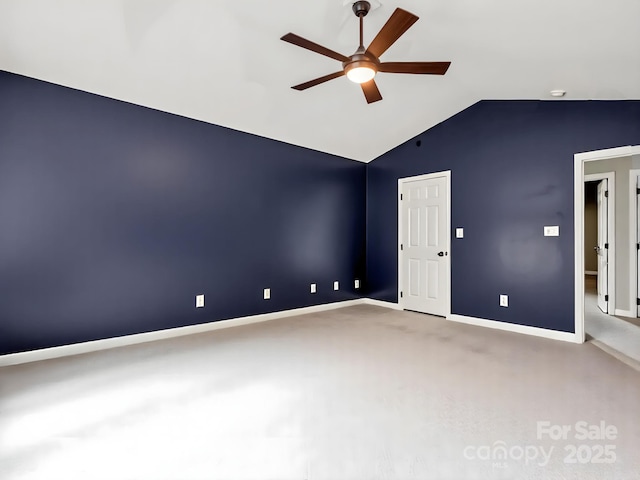 725 Center St, Asheville, NC 28803 - unfurnished room with ceiling fan, lofted ceiling, baseboards, and carpet flooring