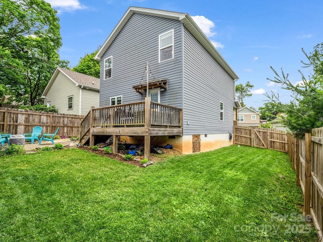 725 Center St, Asheville, NC 28803 - rear view of house with a deck, an outdoor fire pit, and crawl space