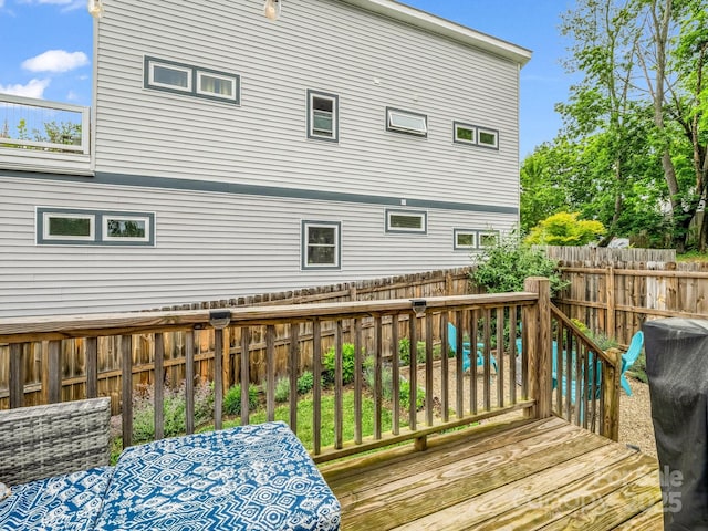 725 Center St, Asheville, NC 28803 - wooden terrace with a fenced backyard