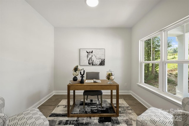126 Meadow Glen Dr, Troutman, NC 28166 - office space with plenty of natural light, baseboards, and dark wood-style flooring