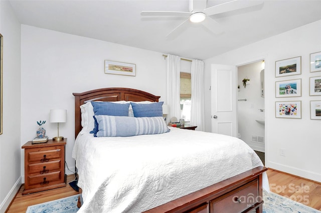 5929 Brookhaven Rd, Charlotte, NC 28210 - bedroom featuring light wood-type flooring, baseboards, and ceiling fan