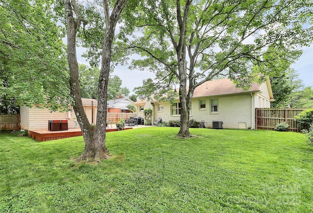 5929 Brookhaven Rd, Charlotte, NC 28210 - view of yard featuring a deck and central AC unit
