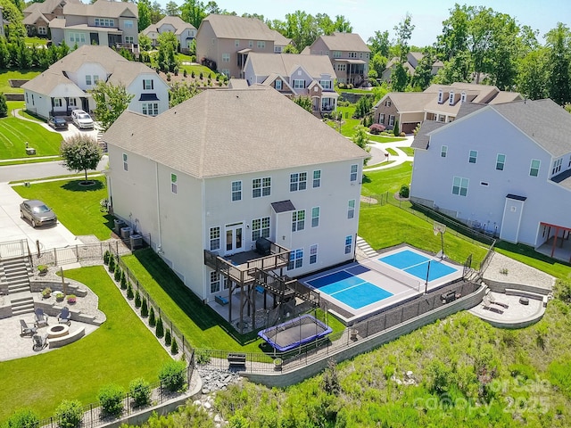 424 Cassia Ct, Fort Mill, SC 29708 - aerial perspective of suburban area featuring a pool area