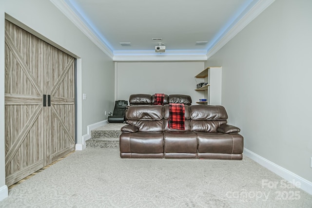 424 Cassia Ct, Fort Mill, SC 29708 - cinema room with carpet floors, ornamental molding, and baseboards