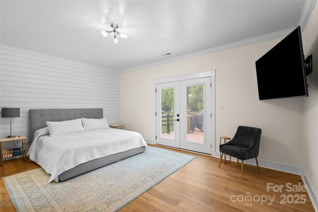94 Jamestown Ln, Columbus, NC 28722 - bedroom with french doors, access to outside, crown molding, light wood finished floors, and baseboards