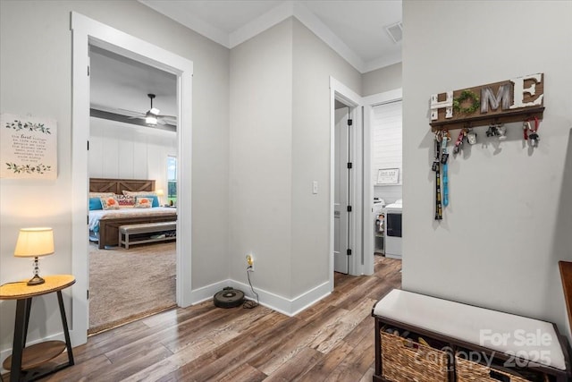 867 Bellegray Rd, Clover, SC 29710 - hall featuring wood finished floors and baseboards