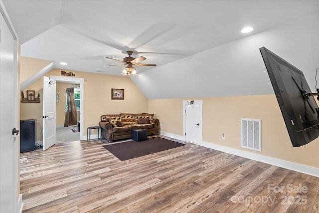 867 Bellegray Rd, Clover, SC 29710 - bonus room with ceiling fan, wood finished floors, lofted ceiling, and recessed lighting