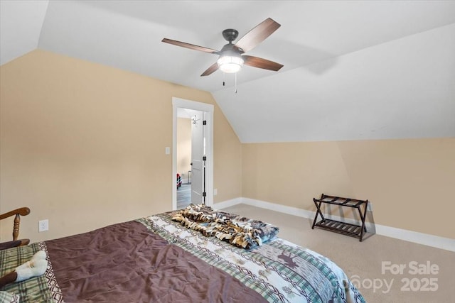 867 Bellegray Rd, Clover, SC 29710 - bedroom with lofted ceiling, carpet floors, and a ceiling fan