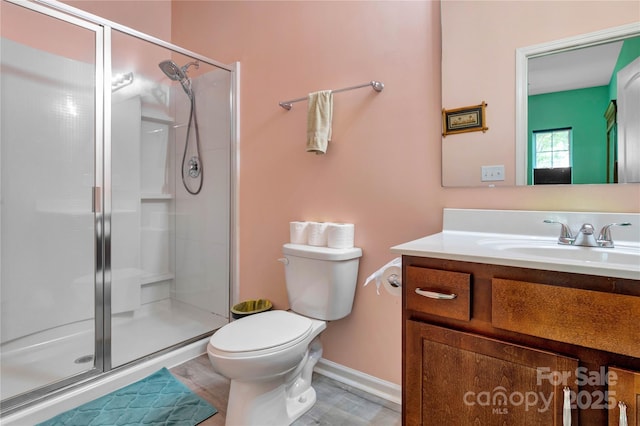 1017 Quail Run Ct, Indian Land, SC 29707 - full bath featuring a stall shower, vanity, toilet, and baseboards
