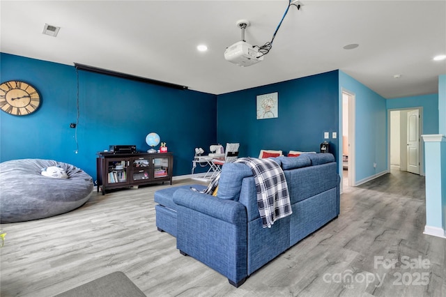 1017 Quail Run Ct, Indian Land, SC 29707 - cinema room featuring wood finished floors, baseboards, and recessed lighting