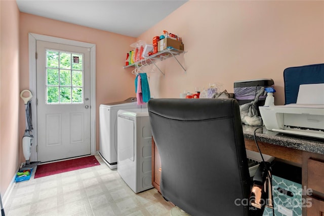 1017 Quail Run Ct, Indian Land, SC 29707 - laundry room with light floors, washing machine and clothes dryer, and baseboards