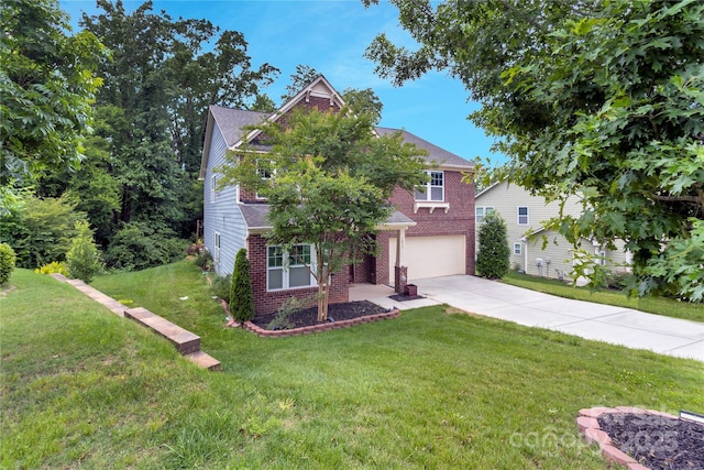 1017 Quail Run Ct, Indian Land, SC 29707 - view of front of house with driveway, brick siding, a garage, and a front lawn