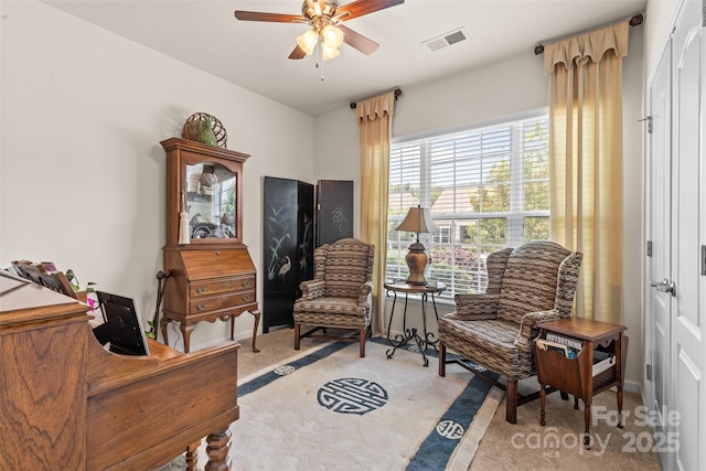 163 Carmen Way, Lancaster, SC 29720 - sitting room with ceiling fan and light carpet