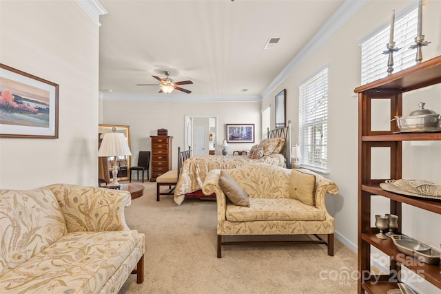 163 Carmen Way, Lancaster, SC 29720 - bedroom featuring carpet, crown molding, and ceiling fan