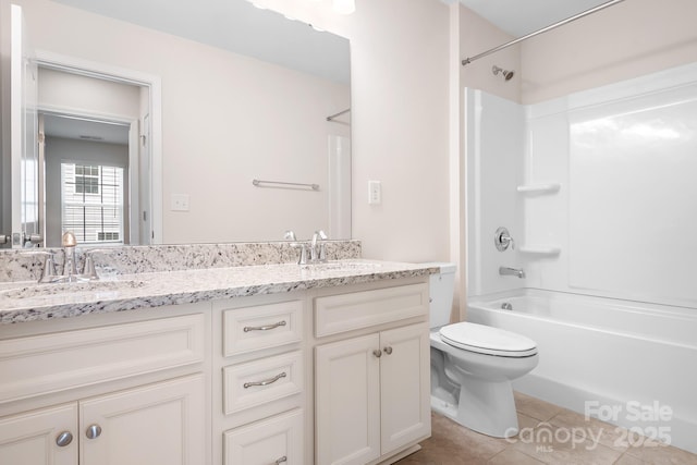 14611 Murfield Ct, Charlotte, NC 28278 - full bath with double vanity, toilet, washtub / shower combination, and tile patterned flooring