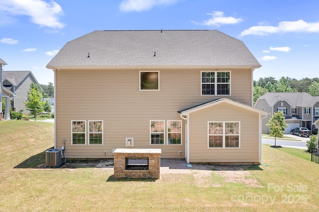 14611 Murfield Ct, Charlotte, NC 28278 - back of property featuring a yard and central AC unit