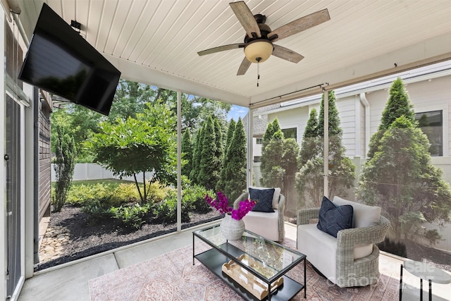 2844 Georgia Ave, Charlotte, NC 28205 - sunroom / solarium featuring a ceiling fan and an outdoor hangout area