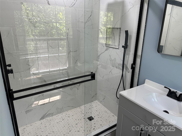 488 John Swofford Rd, Nebo, NC 28761 - full bathroom with a marble finish shower and vanity