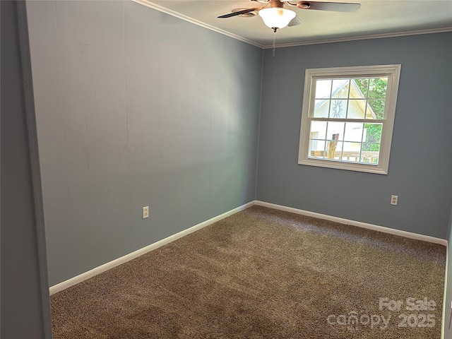 488 John Swofford Rd, Nebo, NC 28761 - unfurnished room featuring carpet, ceiling fan, ornamental molding, and baseboards