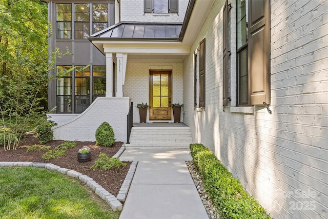 6013 Camile Ct, Charlotte, NC 28226 - entrance to property with a standing seam roof, brick siding, and metal roof