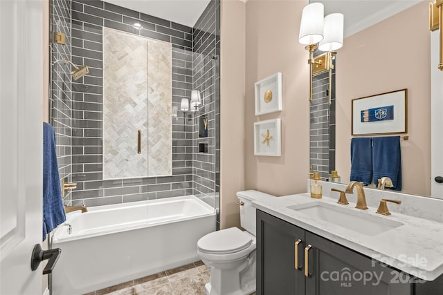 6013 Camile Ct, Charlotte, NC 28226 - bathroom featuring toilet, vanity, and shower / tub combination