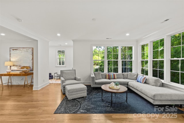 6013 Camile Ct, Charlotte, NC 28226 - living area with wood finished floors, baseboards, and recessed lighting
