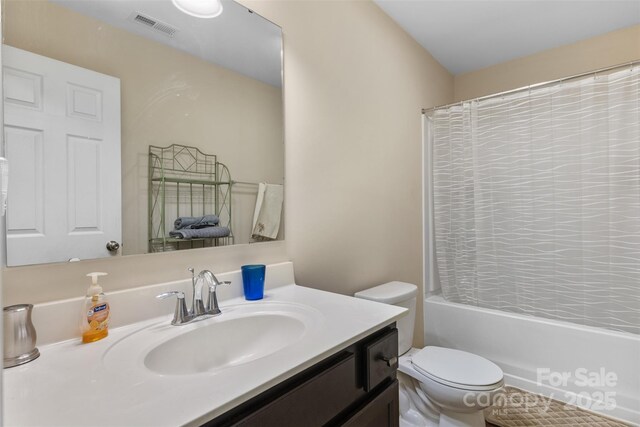 6010 Hawk View Rd, Waxhaw, NC 28173 - bathroom featuring vanity, toilet, and shower / bath combination with curtain