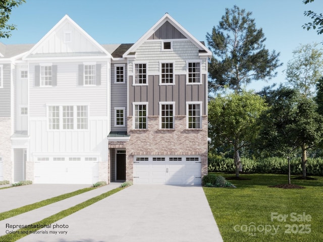 1037 Bandon Dr, Waxhaw, NC 28173 - view of front of house with board and batten siding, concrete driveway, and stone siding
