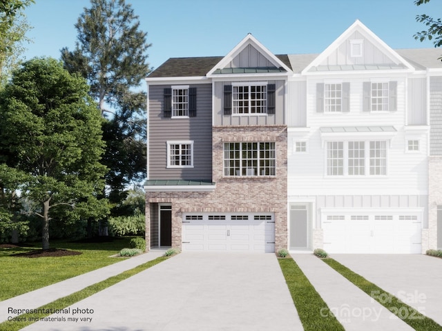 1033 Bandon Dr, Waxhaw, NC 28173 - view of property with a standing seam roof, driveway, board and batten siding, and metal roof