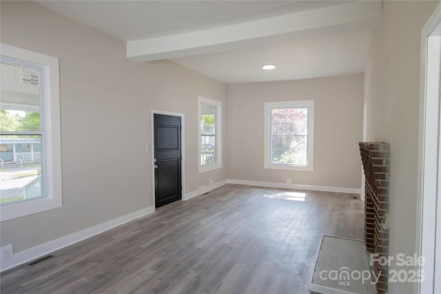 112 Hampton St, Chester, SC 29706 - spare room featuring baseboards, wood finished floors, and recessed lighting