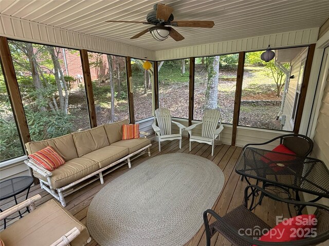 333 Lentz Landing Ln, Nebo, NC 28761 - sunroom / solarium featuring ceiling fan and an outdoor hangout area