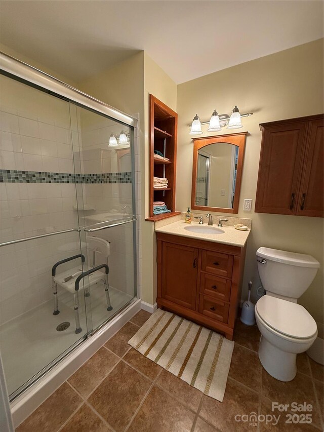 333 Lentz Landing Ln, Nebo, NC 28761 - full bath featuring a stall shower, vanity, and tile patterned floors
