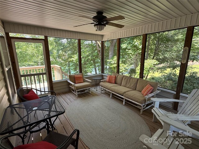 333 Lentz Landing Ln, Nebo, NC 28761 - sunroom with ceiling fan and an outdoor hangout area