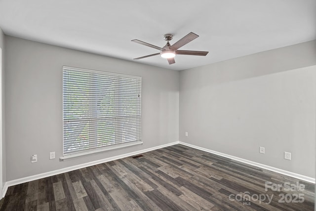 409 W 8th St Unit B, Charlotte, NC 28202 - empty room with a ceiling fan, baseboards, and dark wood-type flooring