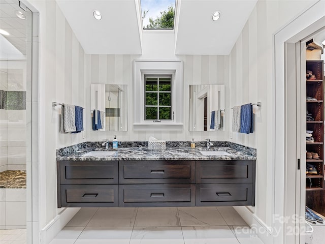 3 Bayonne Trl, Asheville, NC 28804 - full bathroom with double vanity, a tile shower, and recessed lighting