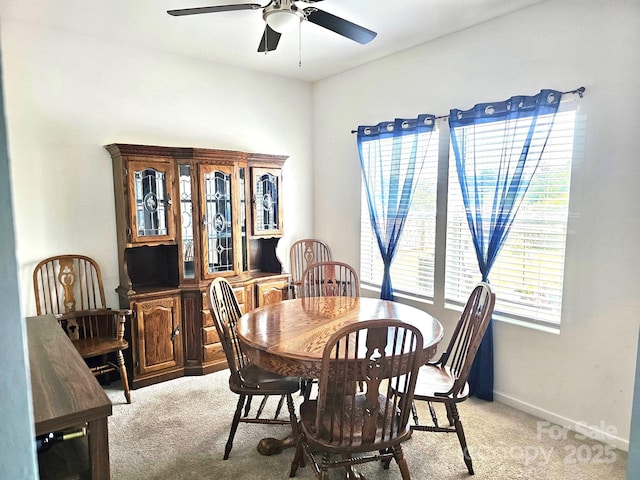 189 Fesperman Cir, Troutman, NC 28166 - dining room with light colored carpet and a ceiling fan