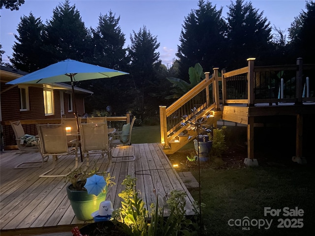 240 China Grove Rd, China Grove, NC 28123 - wooden terrace with outdoor dining area and stairway