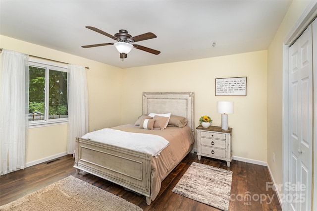 240 China Grove Rd, China Grove, NC 28123 - bedroom with baseboards, wood finished floors, and ceiling fan