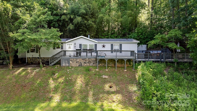 5366 Hayes Waters Rd, Morganton, NC 28655 - rear view of house with a deck and stairway