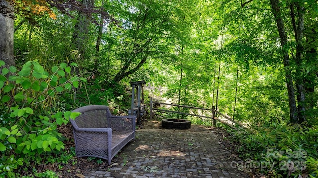 5366 Hayes Waters Rd, Morganton, NC 28655 - view of yard with a fire pit and a patio
