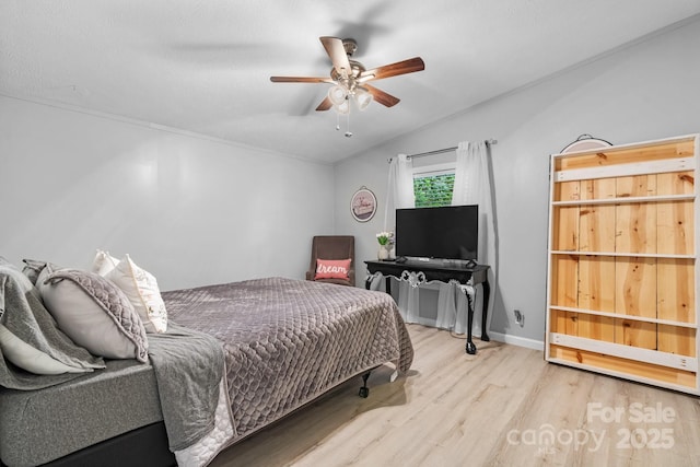 5366 Hayes Waters Rd, Morganton, NC 28655 - bedroom featuring wood finished floors, a ceiling fan, and lofted ceiling
