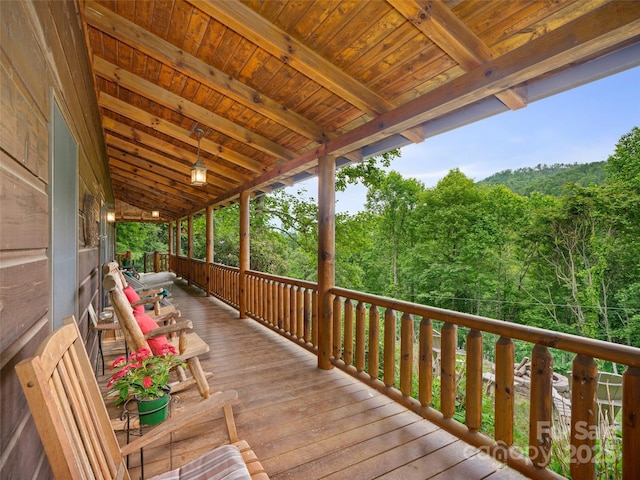 198 Bear Ridge Rd, Bakersville, NC 28705 - wooden terrace with a forest view