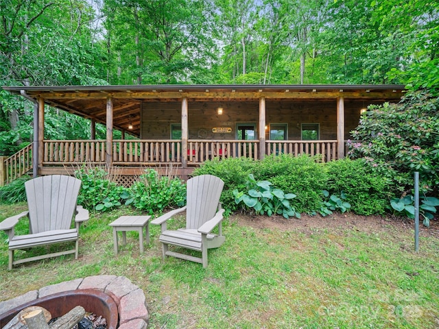 198 Bear Ridge Rd, Bakersville, NC 28705 - view of yard featuring a fire pit