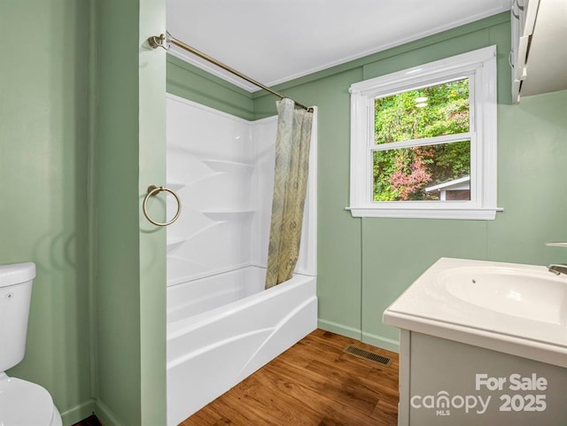 3016 US-176 Hwy, Tryon, NC 28782 - full bathroom with toilet, shower / bath combo, wood finished floors, and vanity