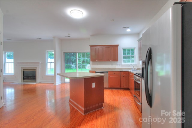 6310 Trevor Simpson Dr, Indian Trail, NC 28079 - kitchen with stainless steel appliances, plenty of natural light, light wood-style flooring, and light countertops