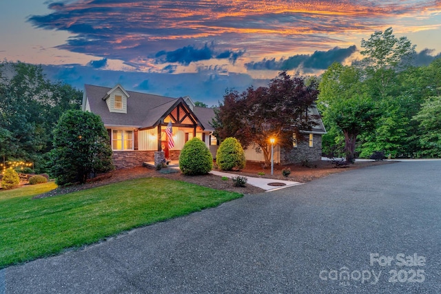 560 Blue Sky Dr, Dallas, NC 28034 - view of front of home featuring stone siding and a yard